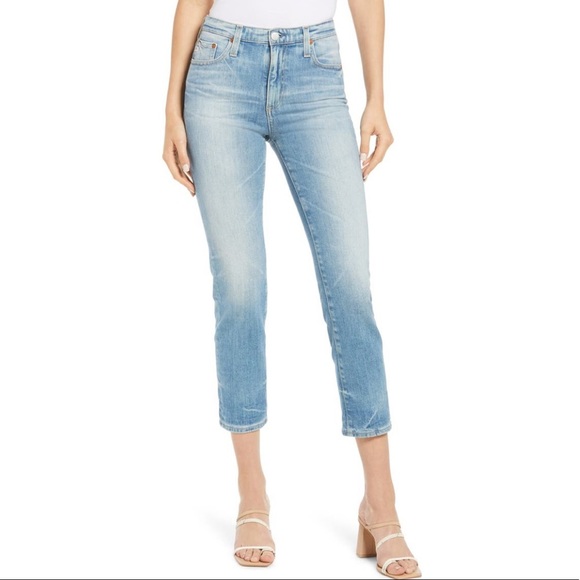 AG Isabelle High Waist Straight Leg Crop Lightwash Blue Jean Size 32 NWT - Picture 13 of 13